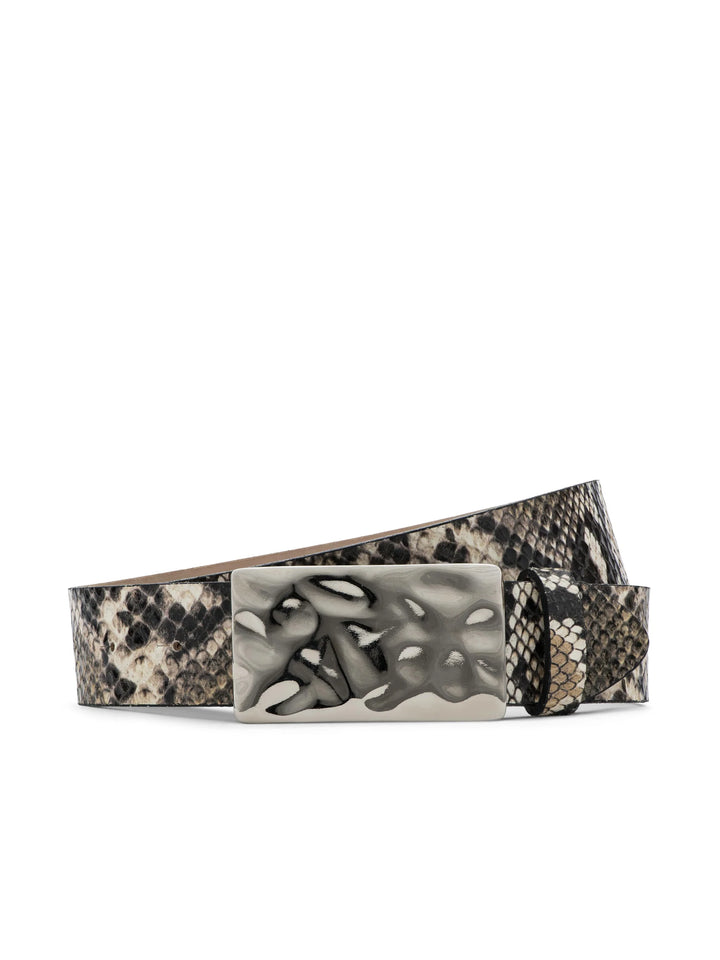 Chara Snake-Embossed Leather Belt in Dark Snake
