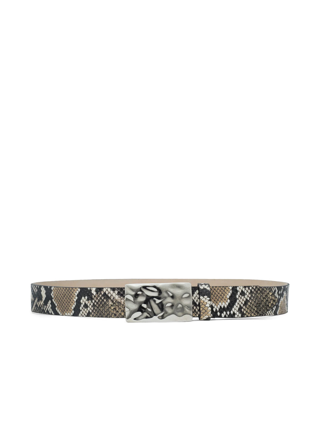 Chara Snake-Embossed Leather Belt in Dark Snake