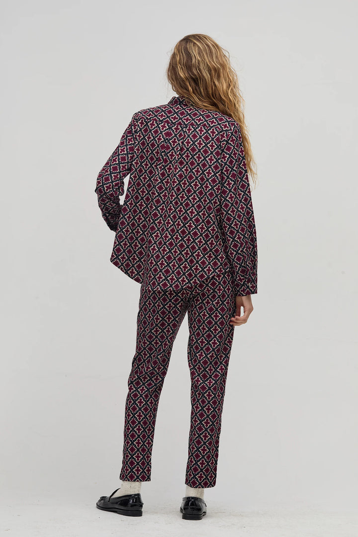 San Marino Corduroy Shirt in Bordeaux Tiles