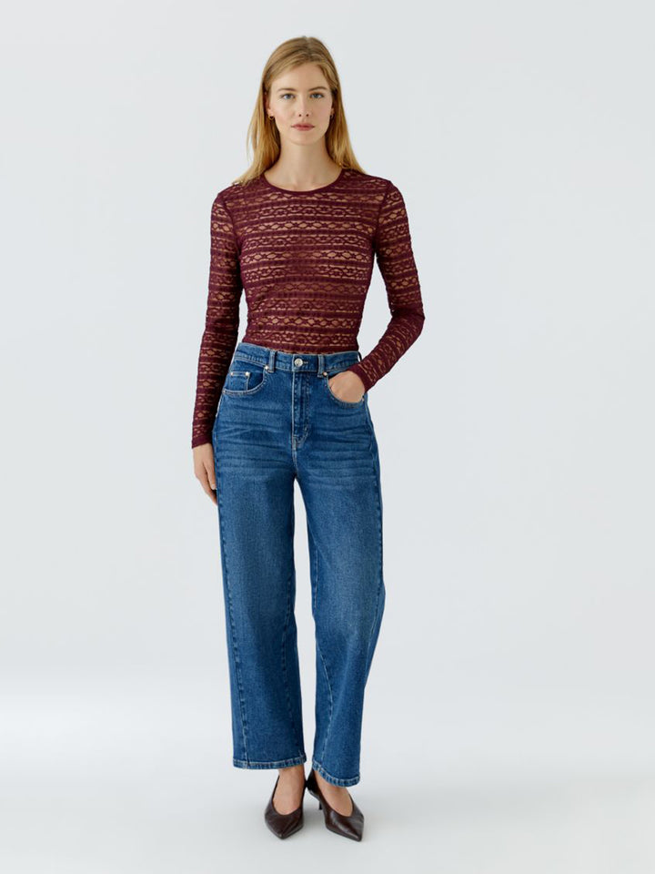 Long Sleeve Lace Shirt in Bramble Berry