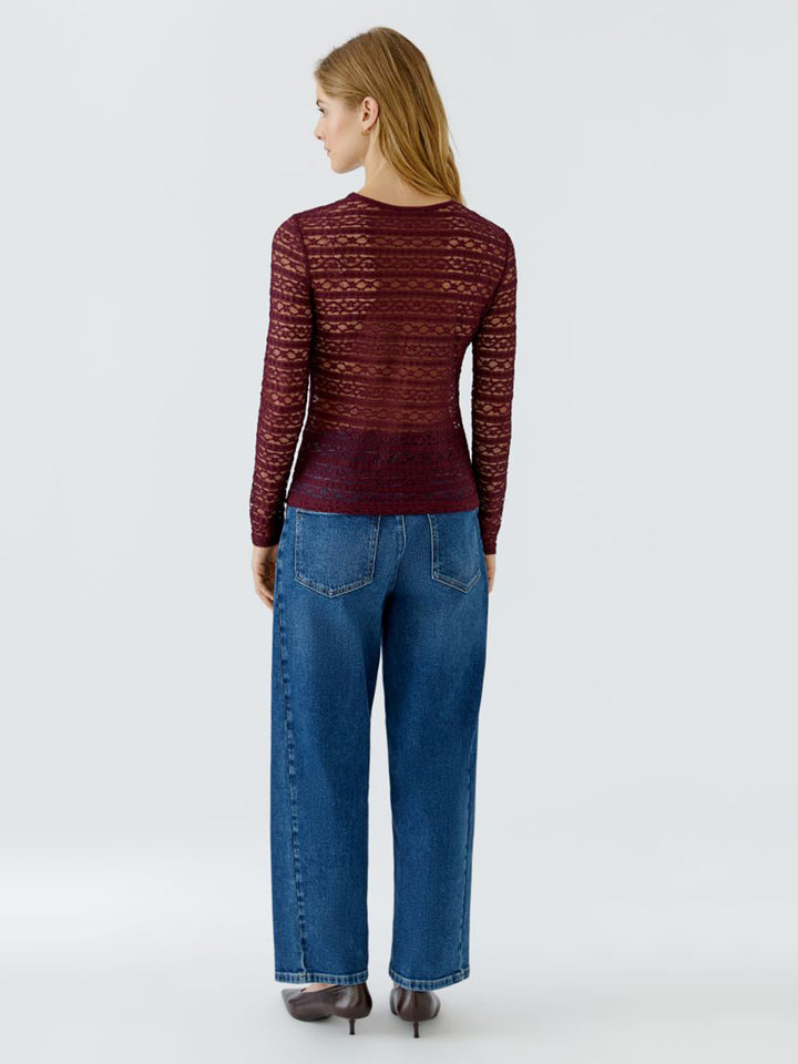 Long Sleeve Lace Shirt in Bramble Berry
