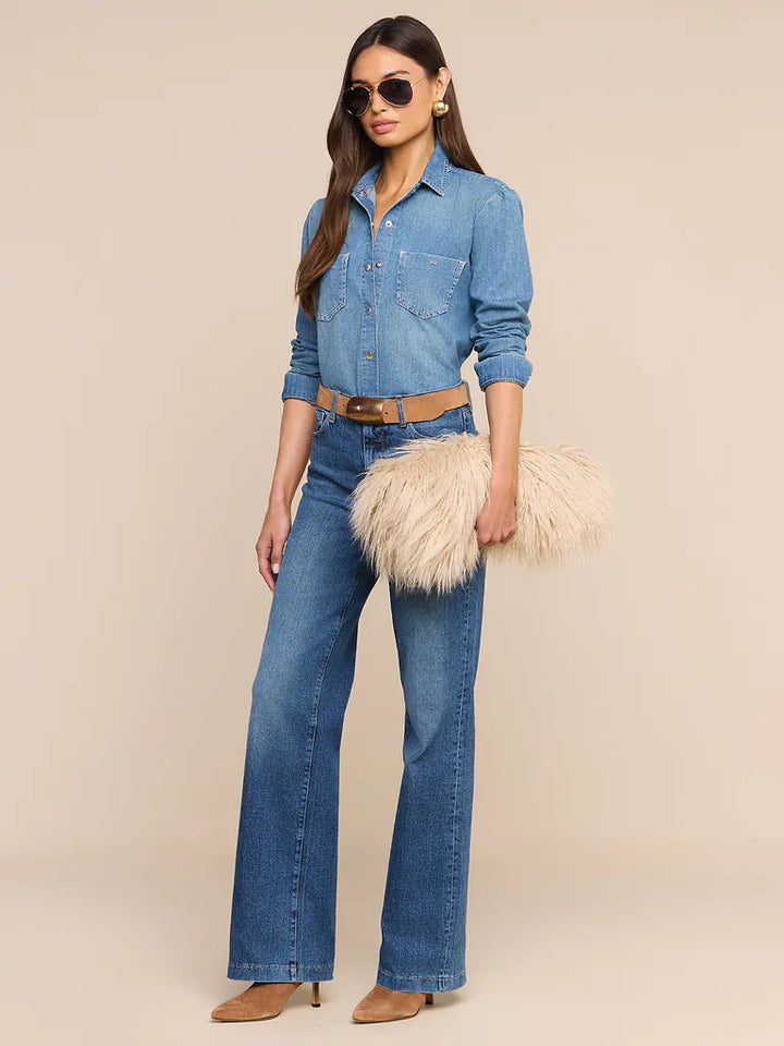 Adelina Faux Fur Clutch in Biscuit