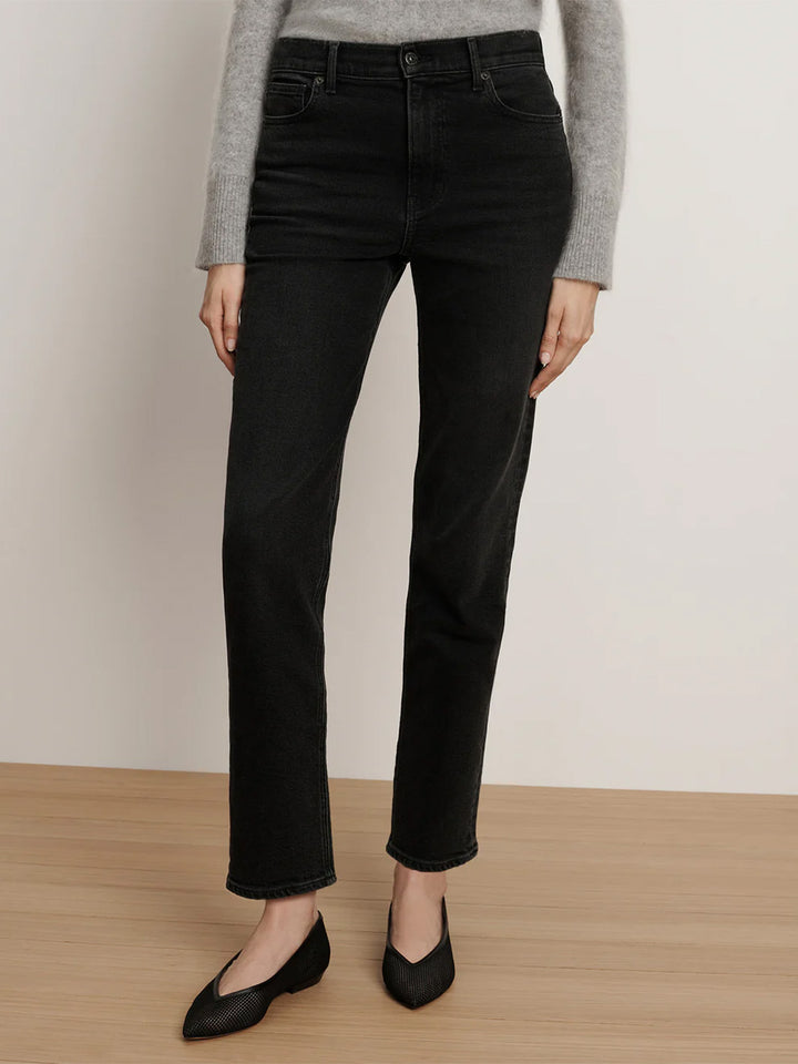 Leah Straight-Leg Jean in Washed Onyx
