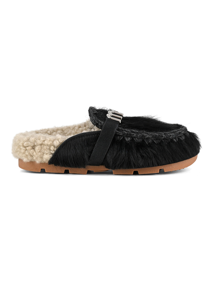 Winter Bio Slide Pony in Long Hair Black