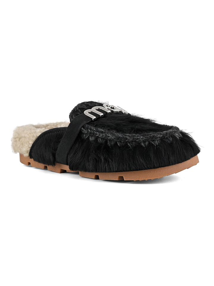 Winter Bio Slide Pony in Long Hair Black