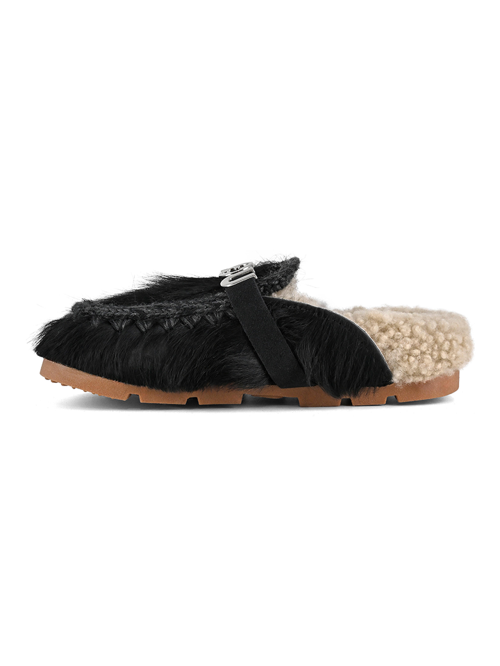 Winter Bio Slide Pony in Long Hair Black