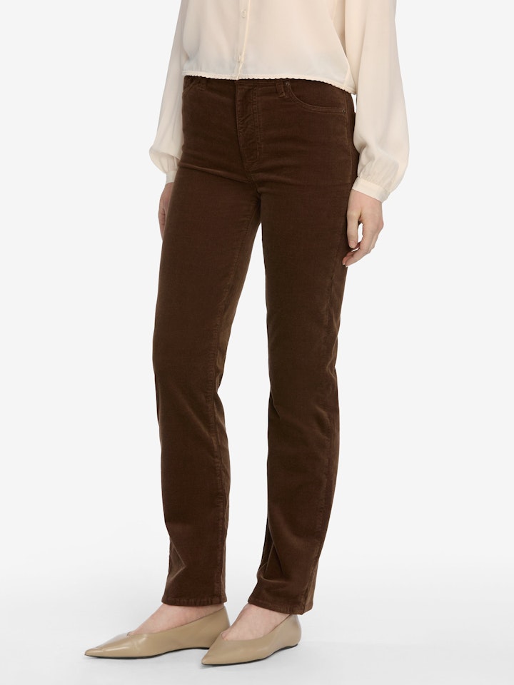 Le Sleek Straight Corduroy in Bitter Chocolate