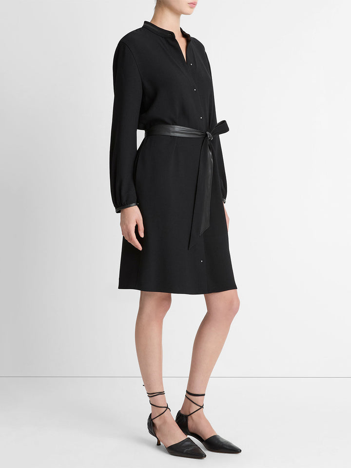 Long Sleeve Shirt Dress in Black