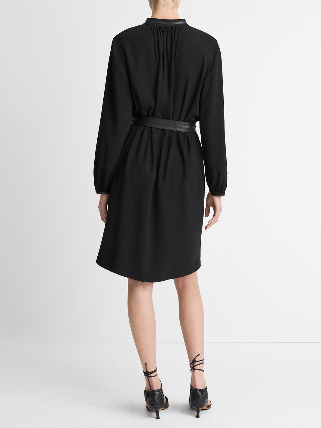 Long Sleeve Shirt Dress in Black