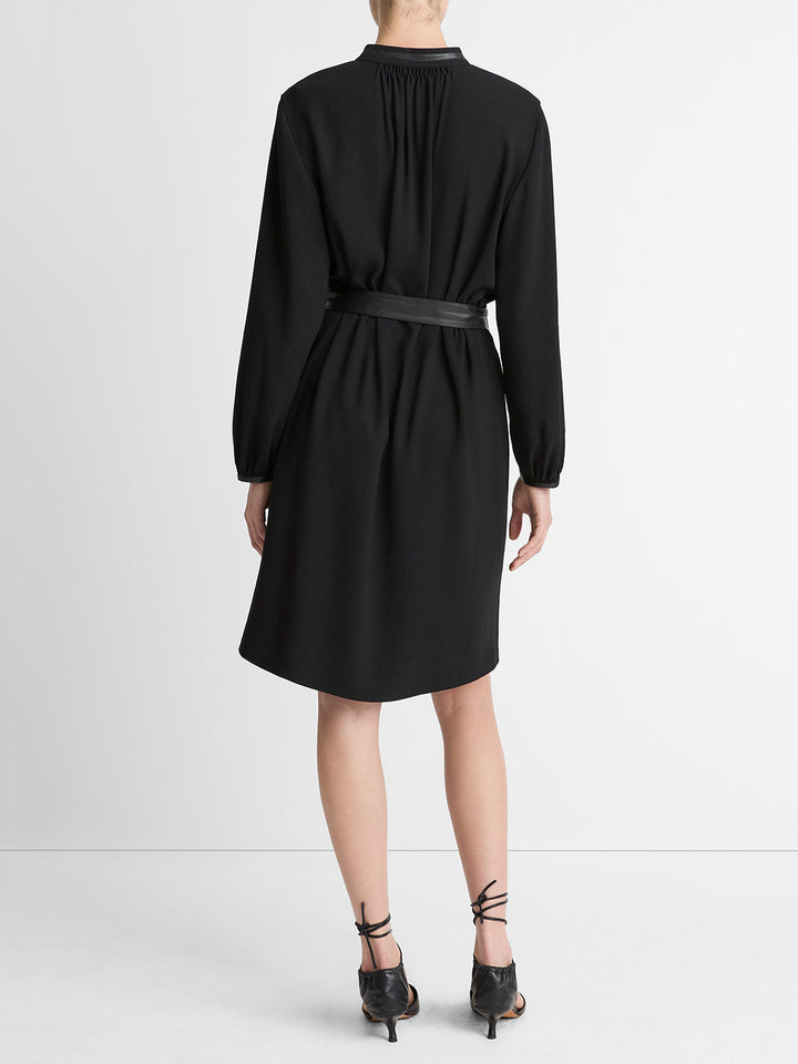 Long Sleeve Shirt Dress in Black