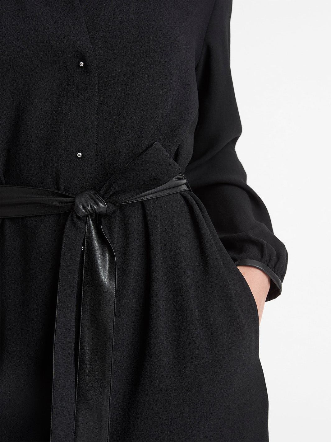 Long Sleeve Shirt Dress in Black