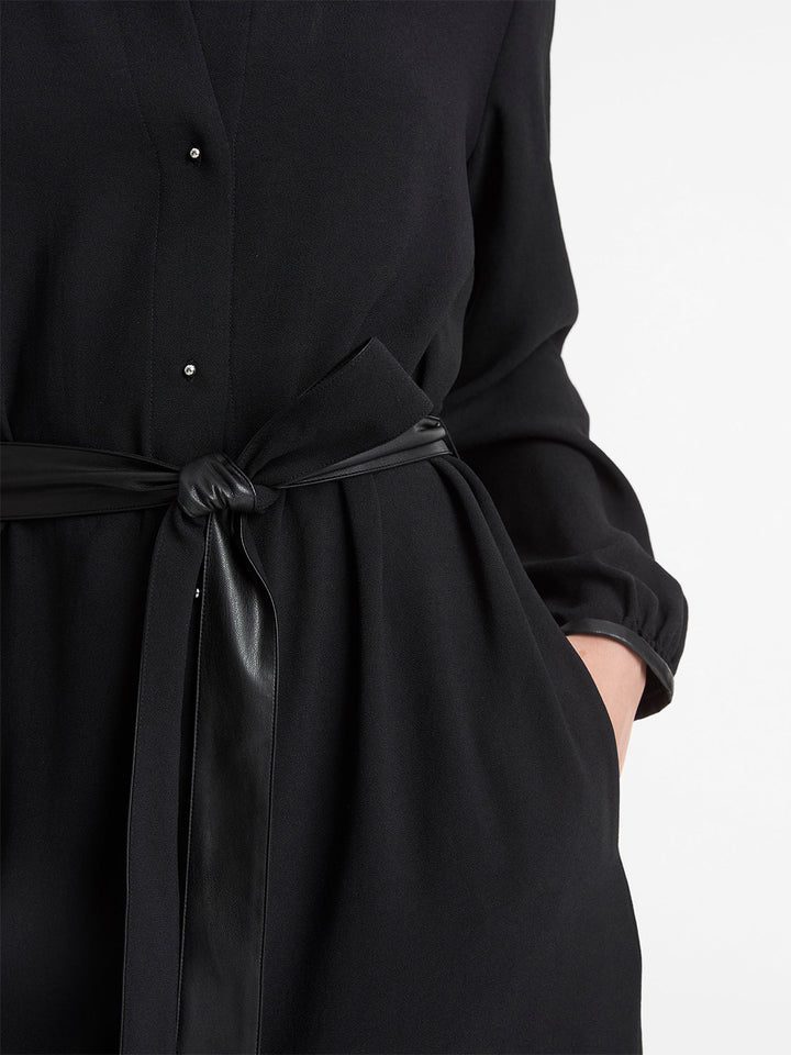 Long Sleeve Shirt Dress in Black