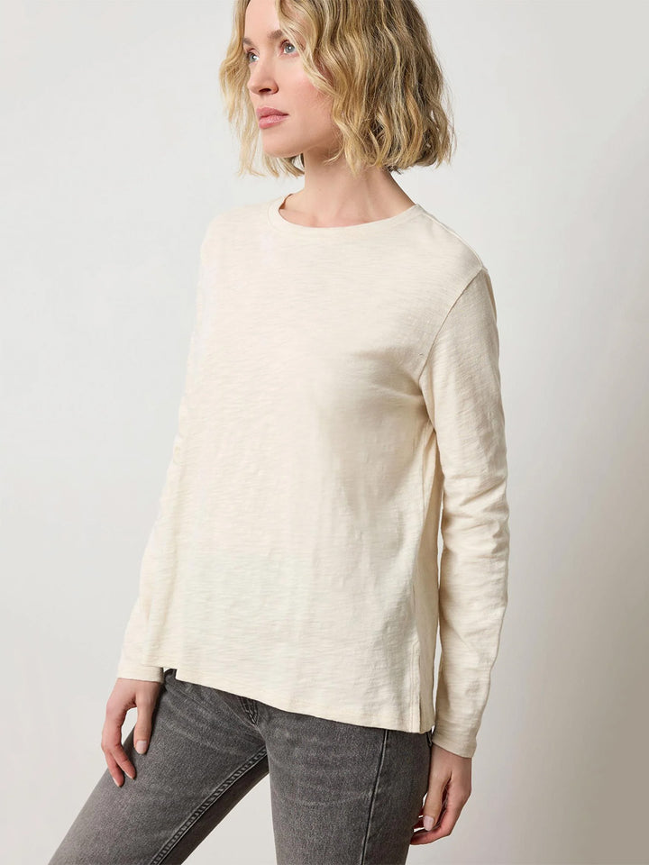 Long Sleeve Boyfriend Tee in Stone