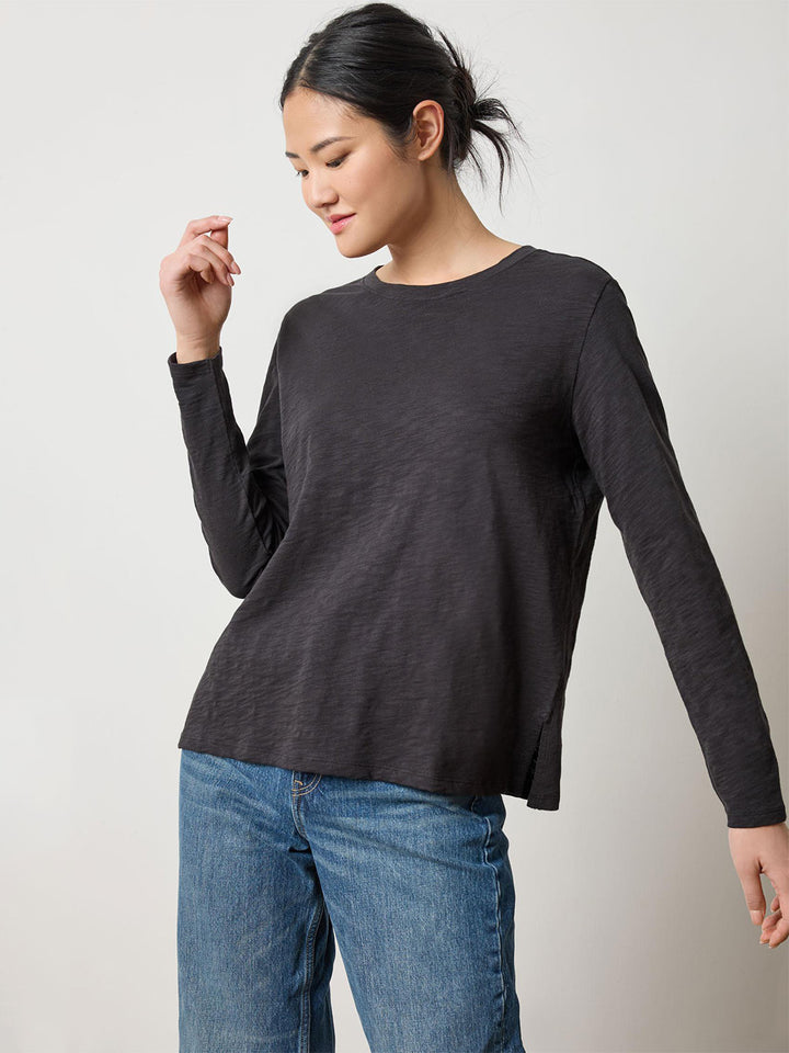 Long Sleeve Boyfriend Tee in Black