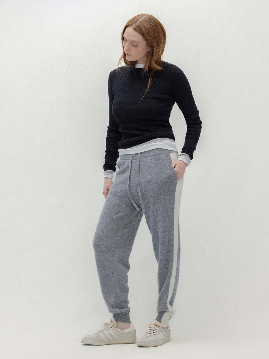 Long-Sleeve Ribbed Tee in Black