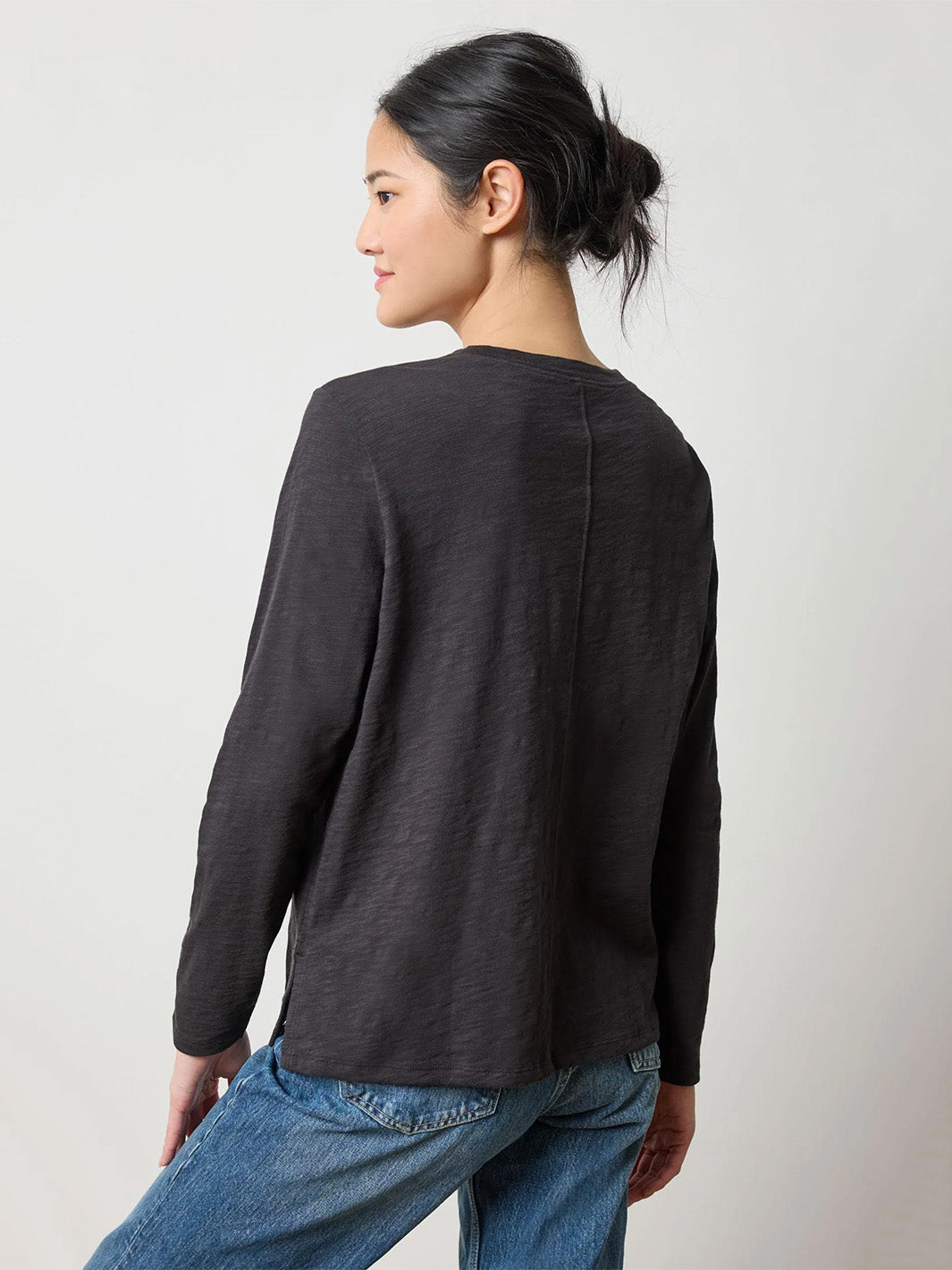 Long Sleeve Boyfriend Tee in Black
