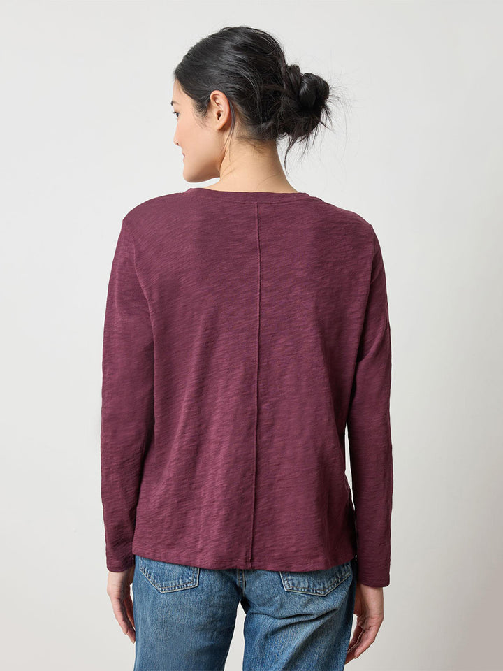 Long Sleeve Boyfriend Tee in Merlot