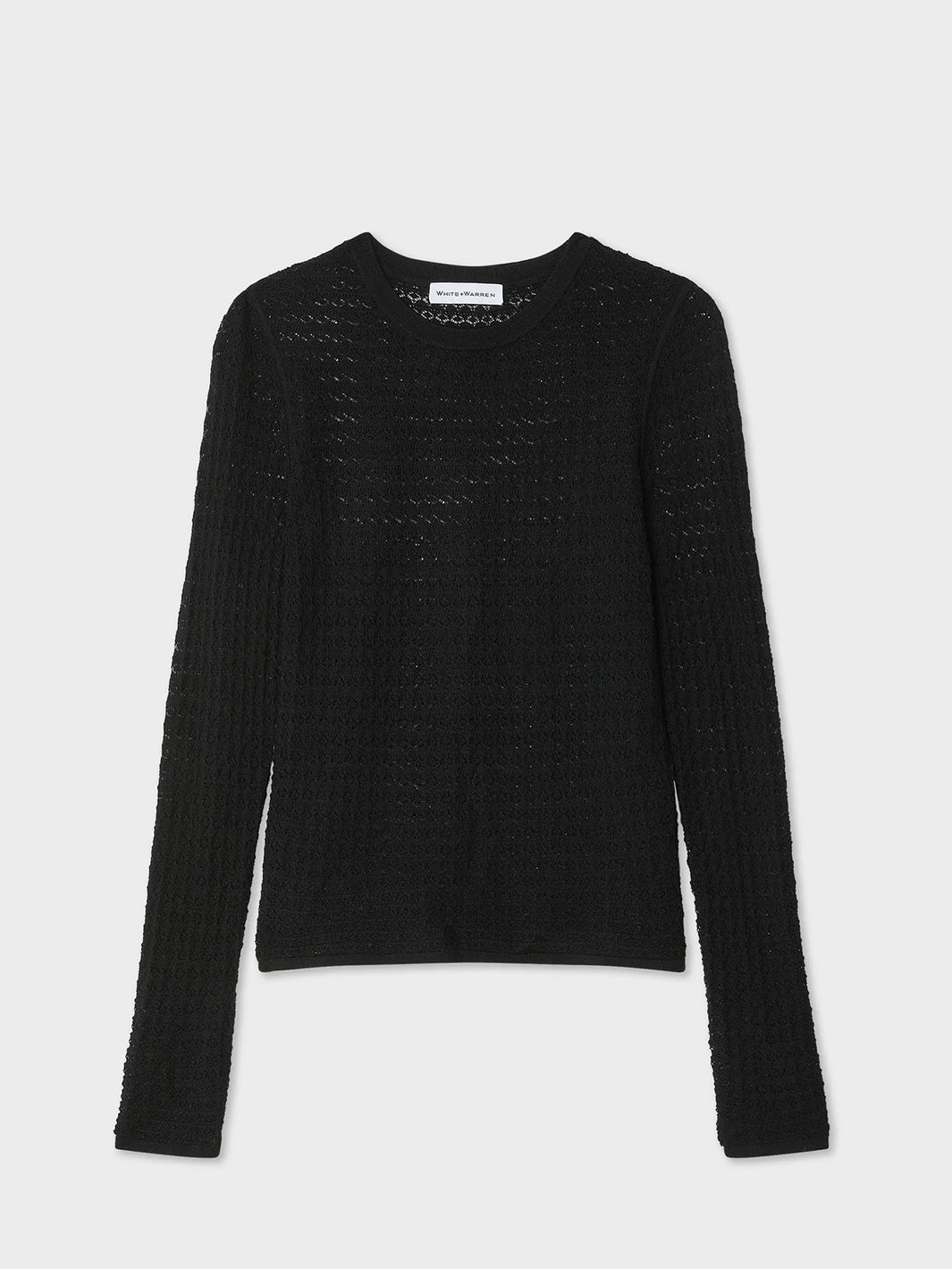 Superfine Merino Lace Stitch Top in Black