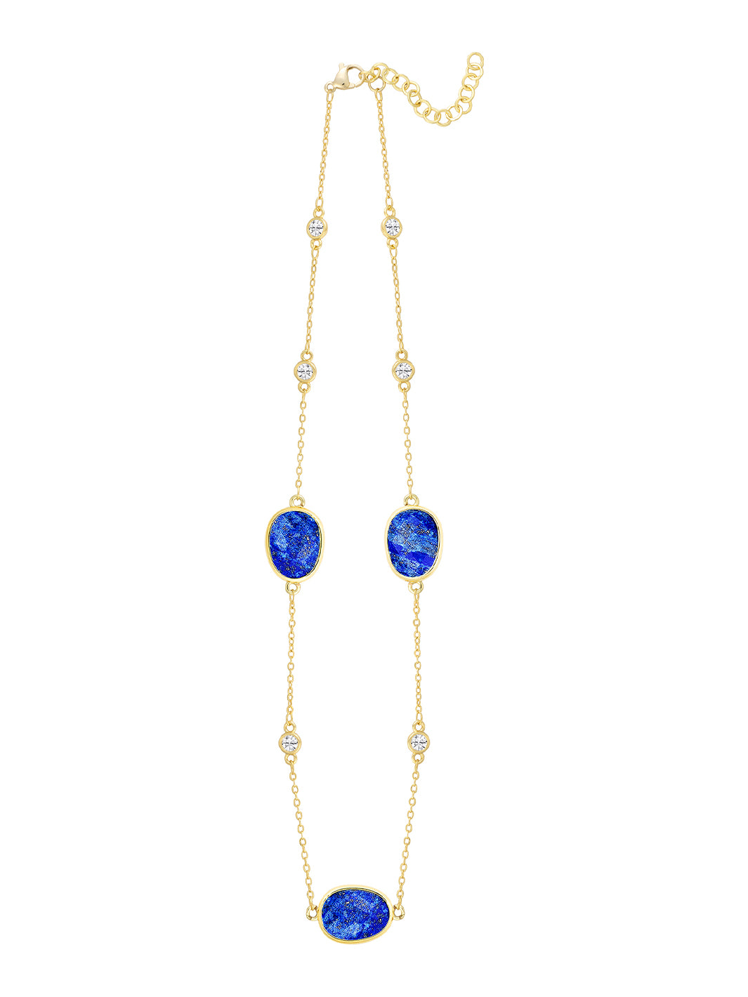 Lapis with Gold Semi Precious Chain Necklace