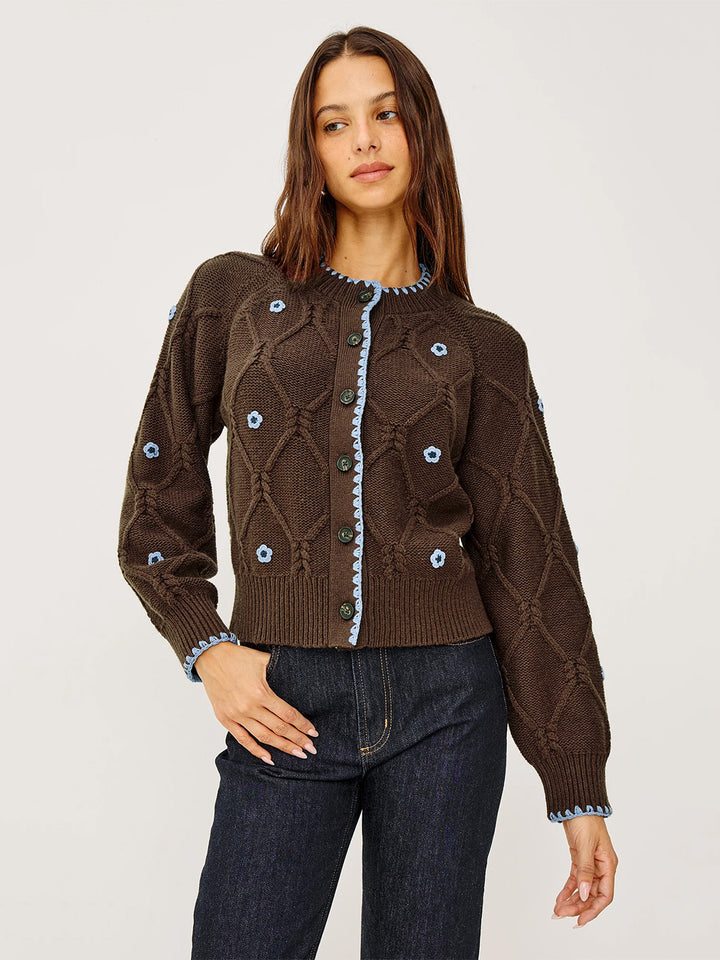 Laurie Cardigan in Walnut Daisy