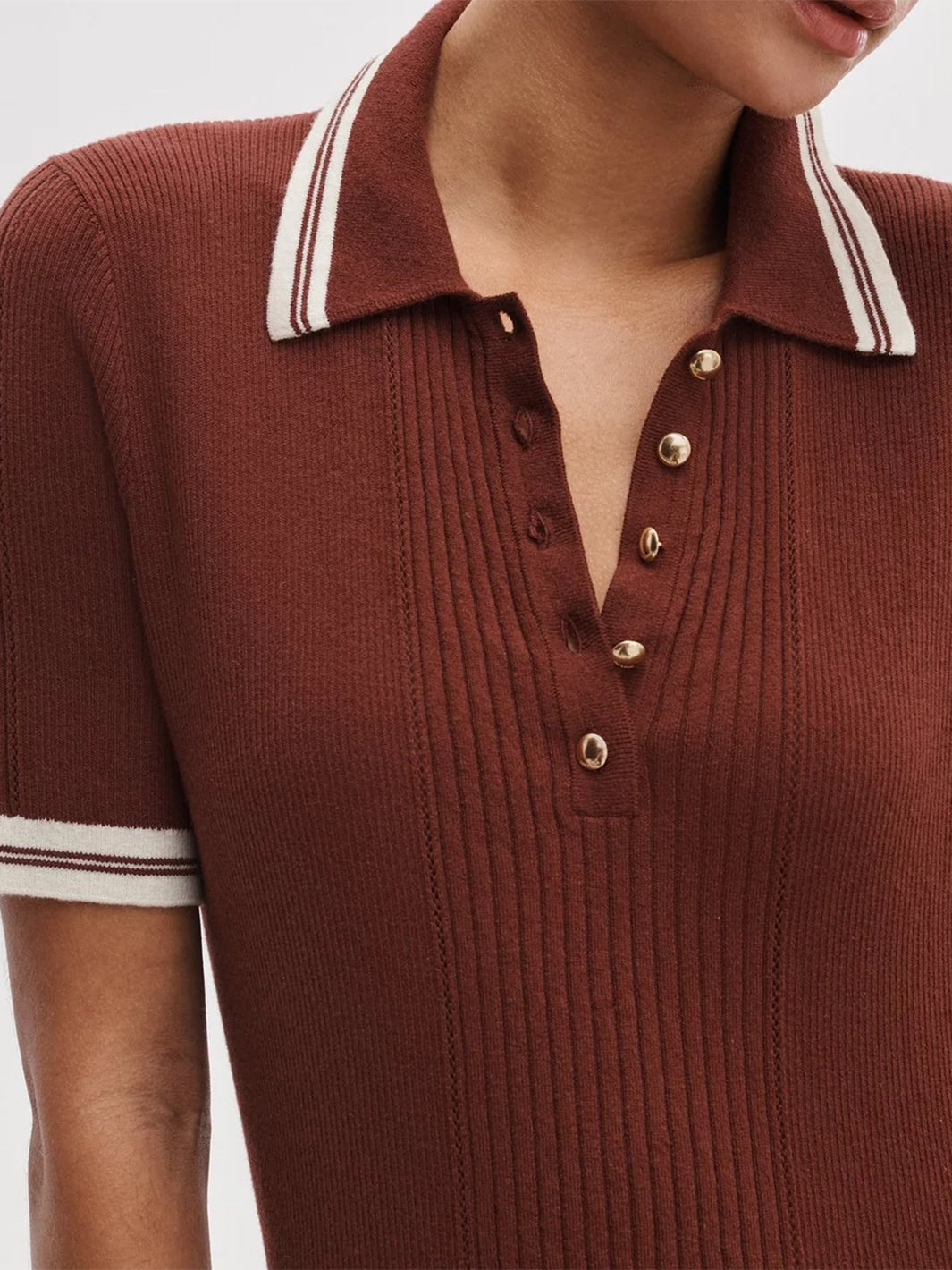 Laurie Cotton-Cashmere Polo in Rosewood
