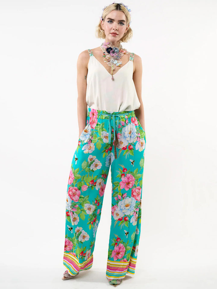 La Ville Rose Pants in Aqua Floral