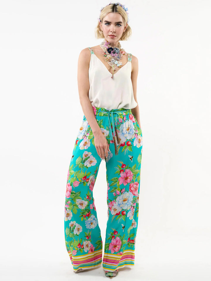 La Ville Rose Pants in Aqua Floral
