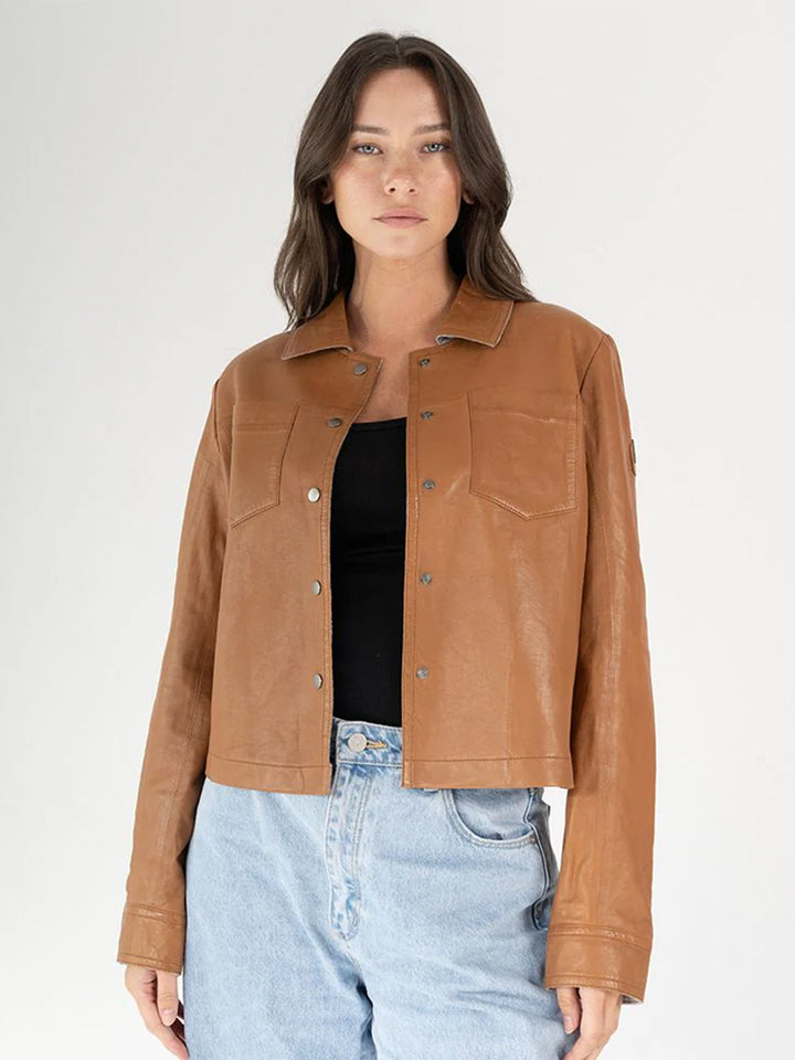 Lefei Leather Jacket in Camel