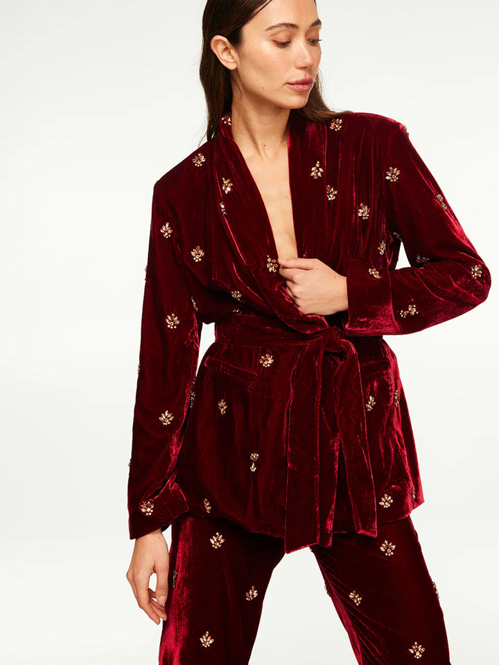 Lena Blazer in Garnet Velvet