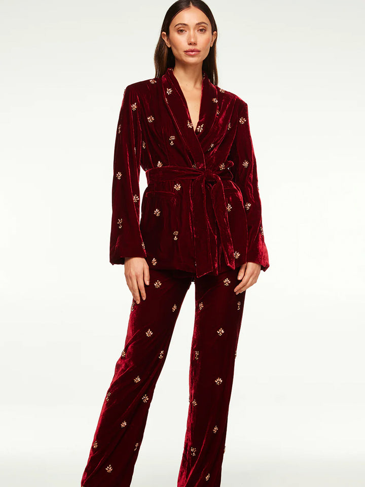 Lena Blazer in Garnet Velvet