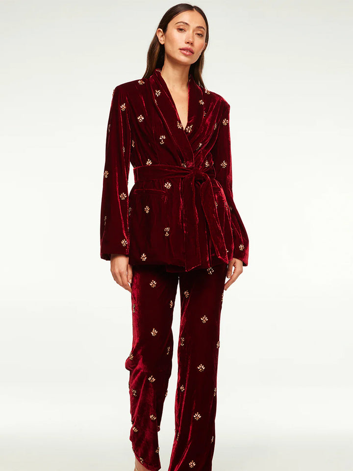 Lena Blazer in Garnet Velvet