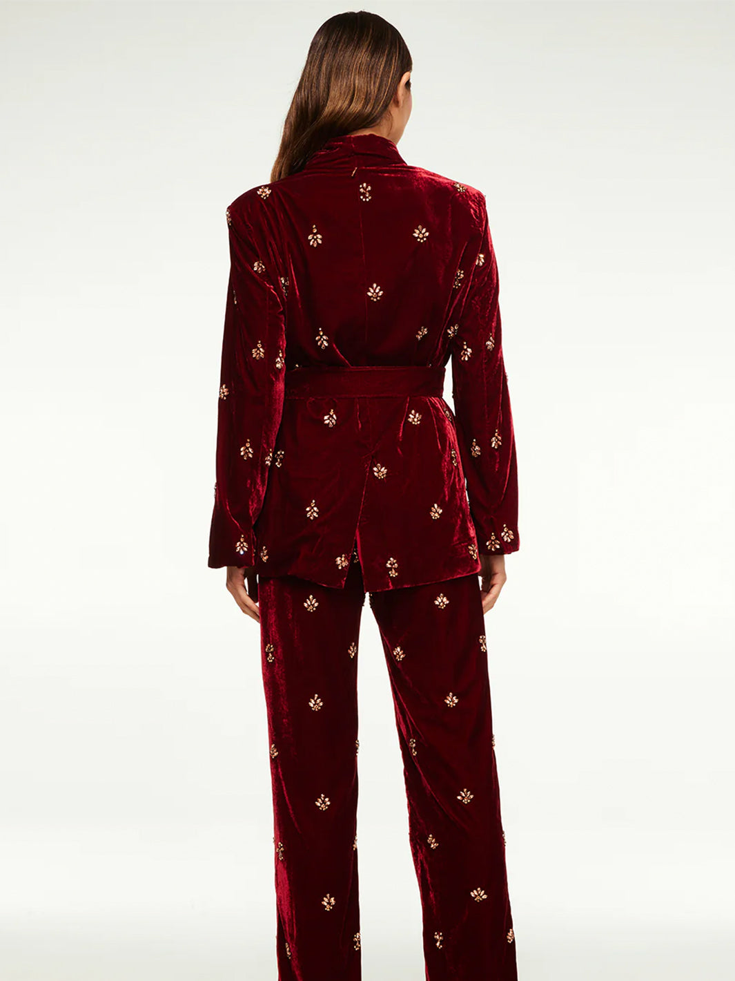 Lena Blazer in Garnet Velvet