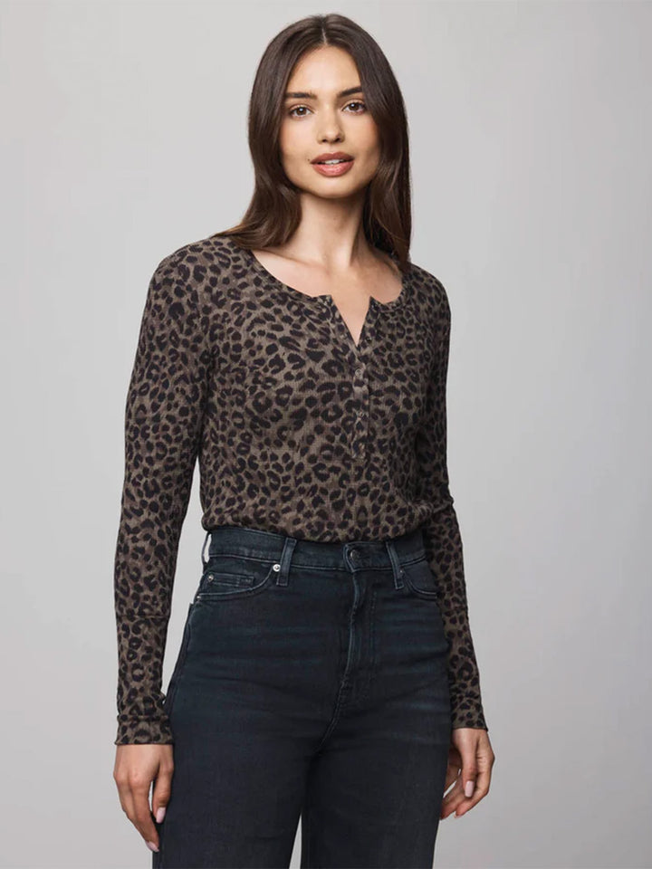 Thermal Forever Henley in Leopard Print