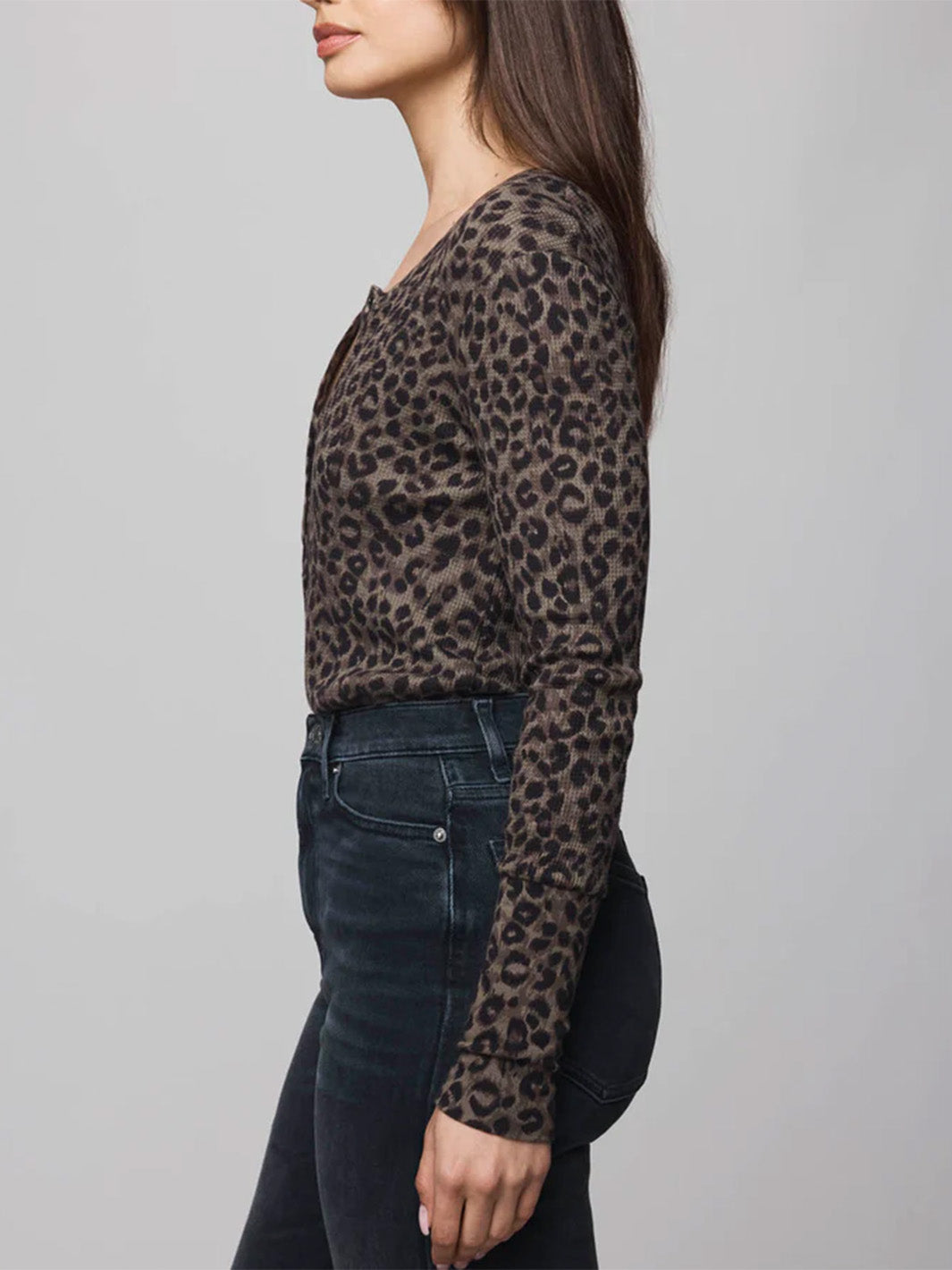 Thermal Forever Henley in Leopard Print