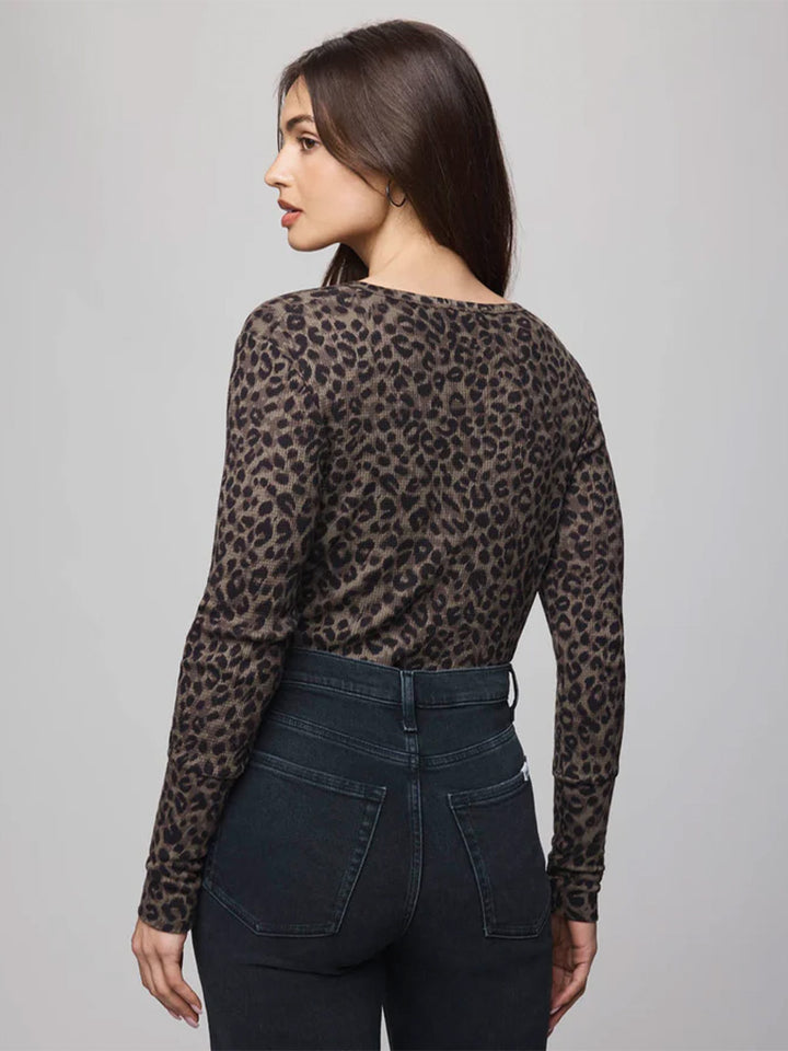 Thermal Forever Henley in Leopard Print