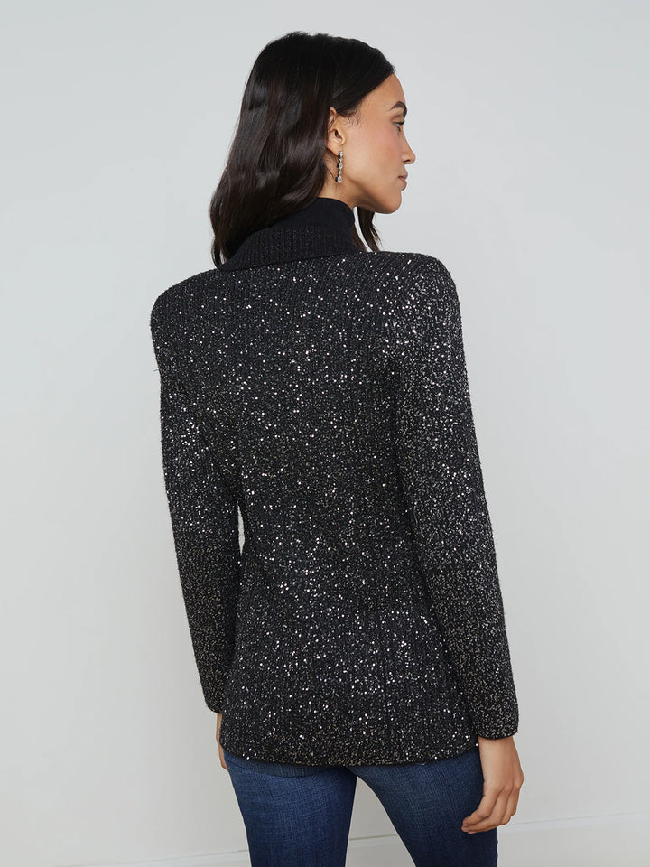 Leonora Sequin Knit Blazer in Black