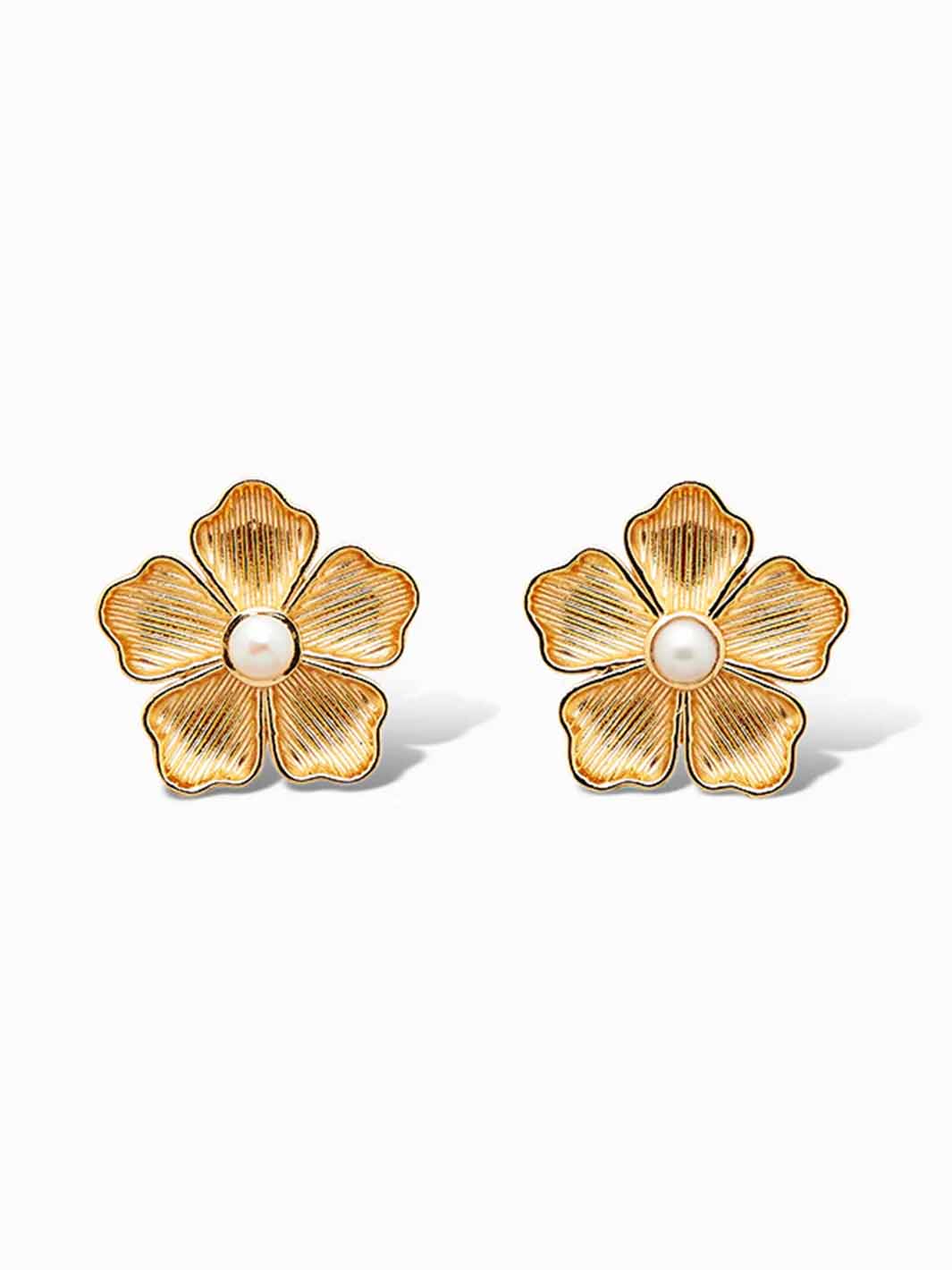 Large Flower Studs in Pearl