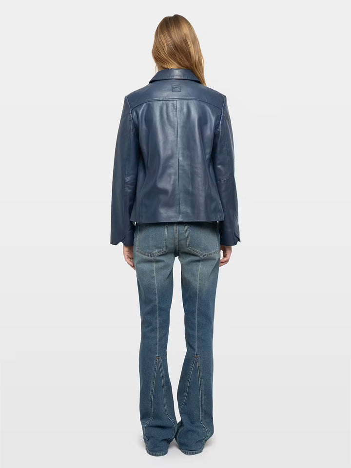 Liamys Leather Jacket in Marine