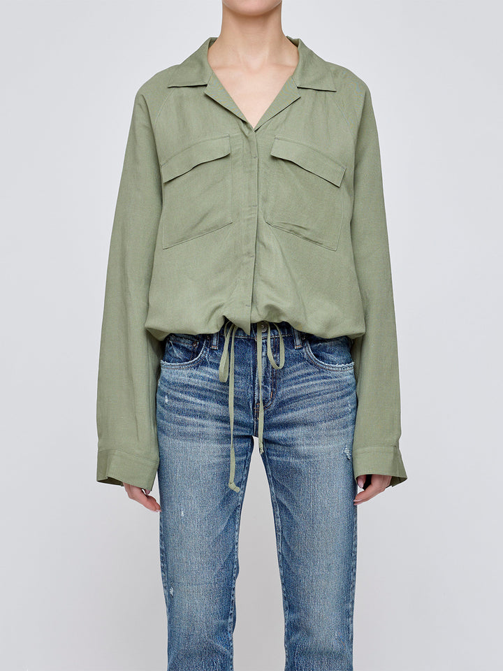 Linen Mix Shirt in Khaki