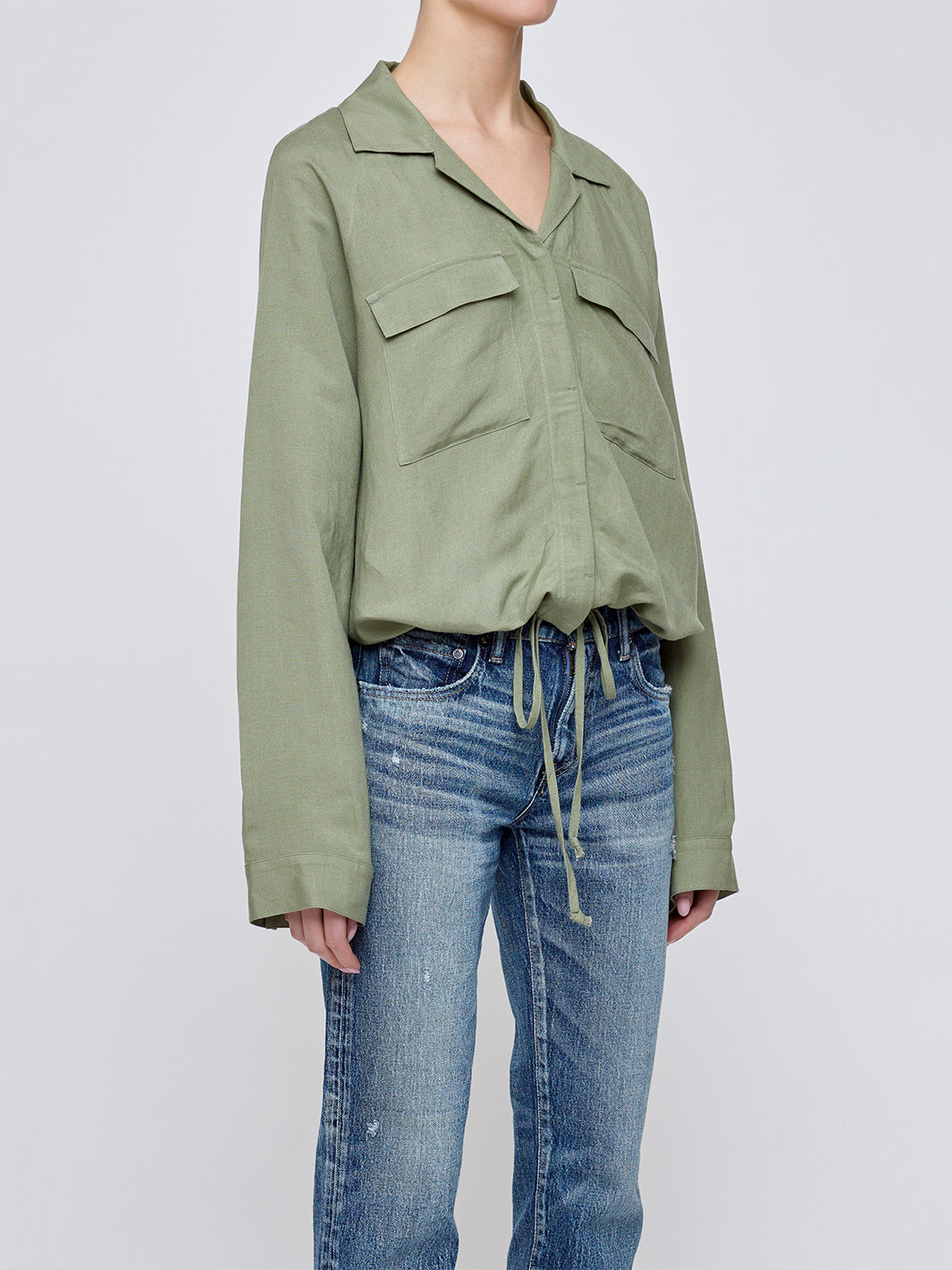 Linen Mix Shirt in Khaki