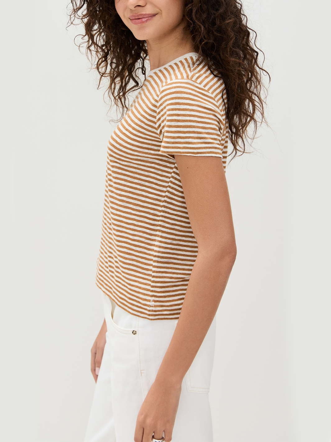 Linen Baby Tee in Toffee Multi