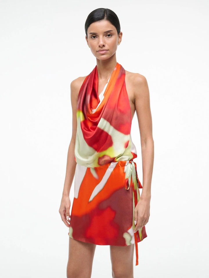Liora Silk Dress in Red Zone