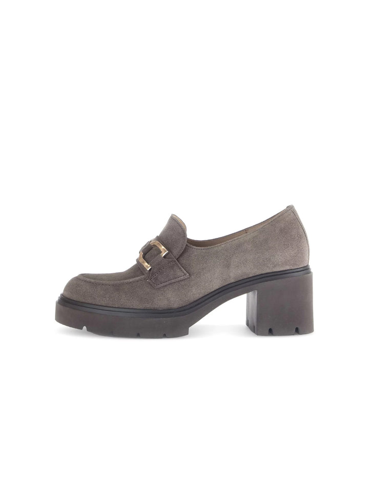 Amanda Buckle Loafer in Brown Mohair