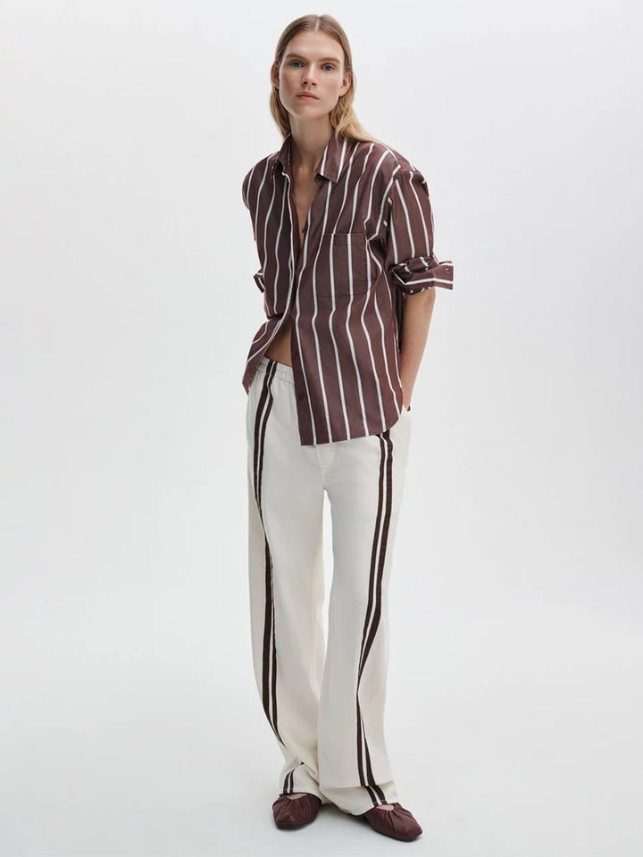 Logan Denim Track Pants in Ecru Sport