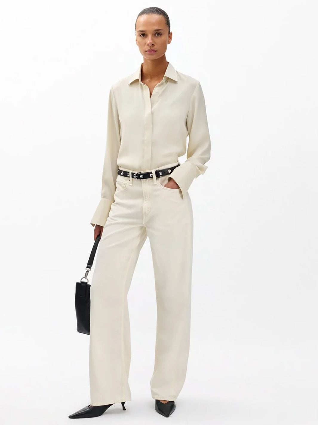 Featherweight Logan Wide Leg Jean in Ecru