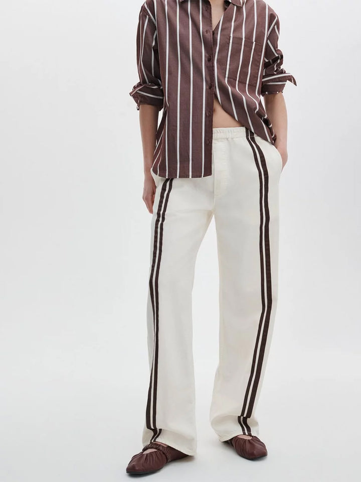 Logan Denim Track Pants in Ecru Sport