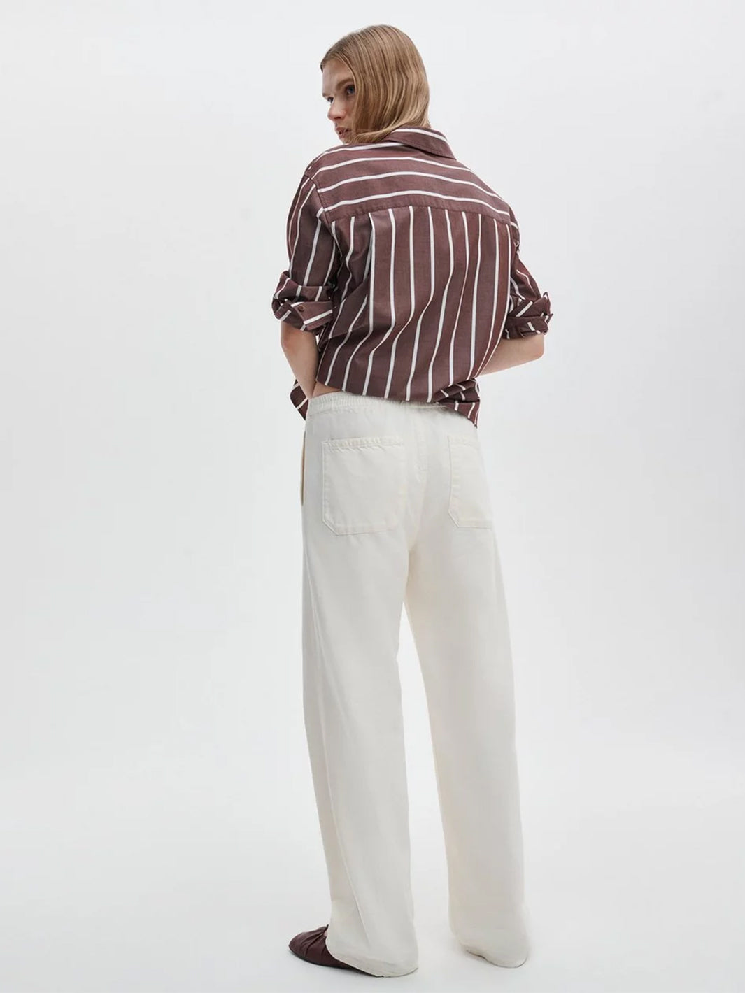 Logan Denim Track Pants in Ecru Sport