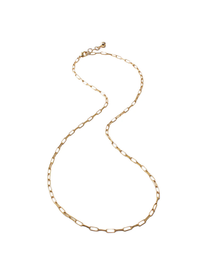 Plaza Rectangle Long Link Necklace in Gold