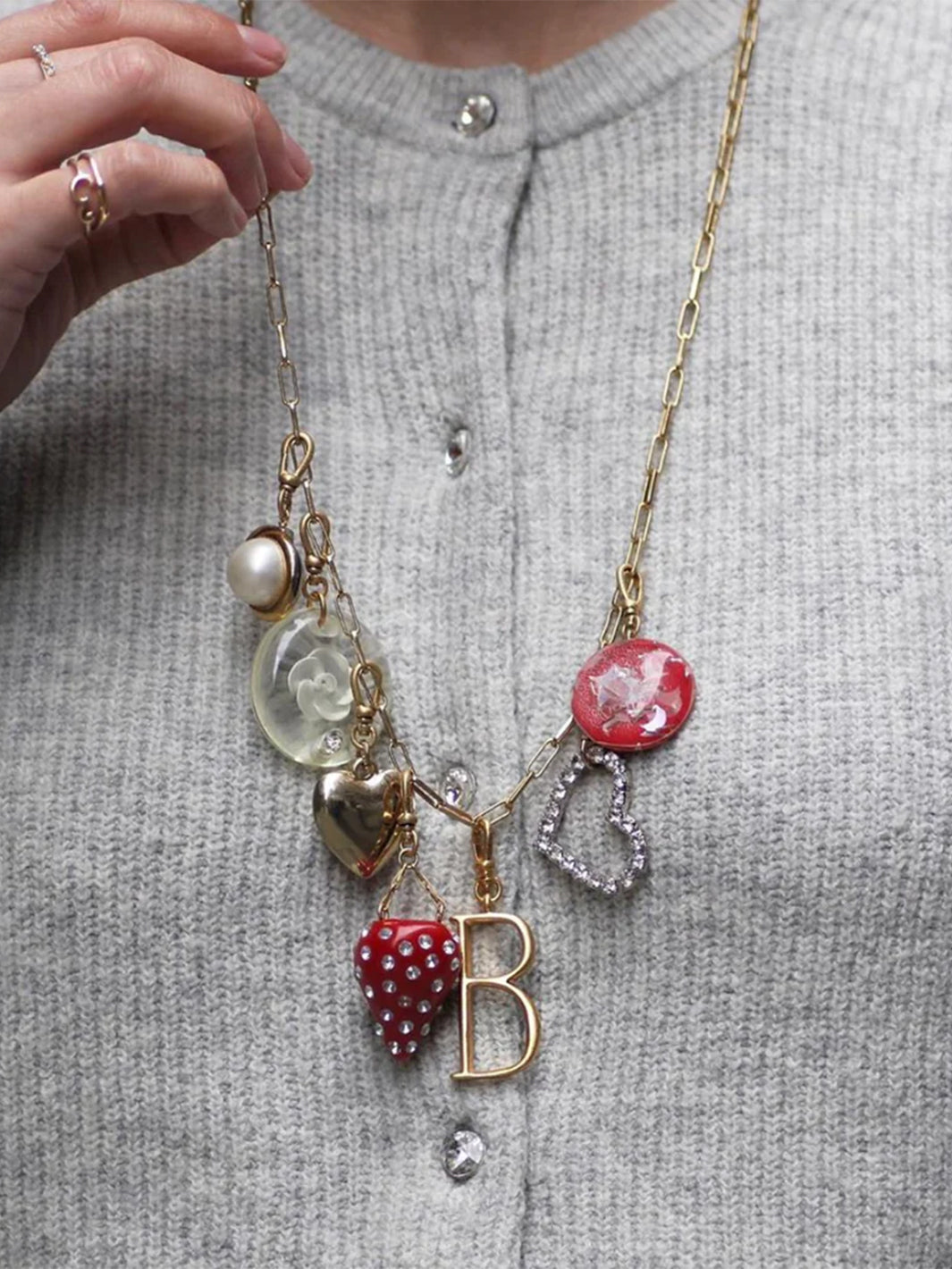 Plaza Rectangle Long Link Necklace in Gold