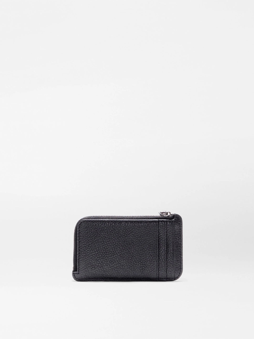Grain Leather Zip Card Case in Black